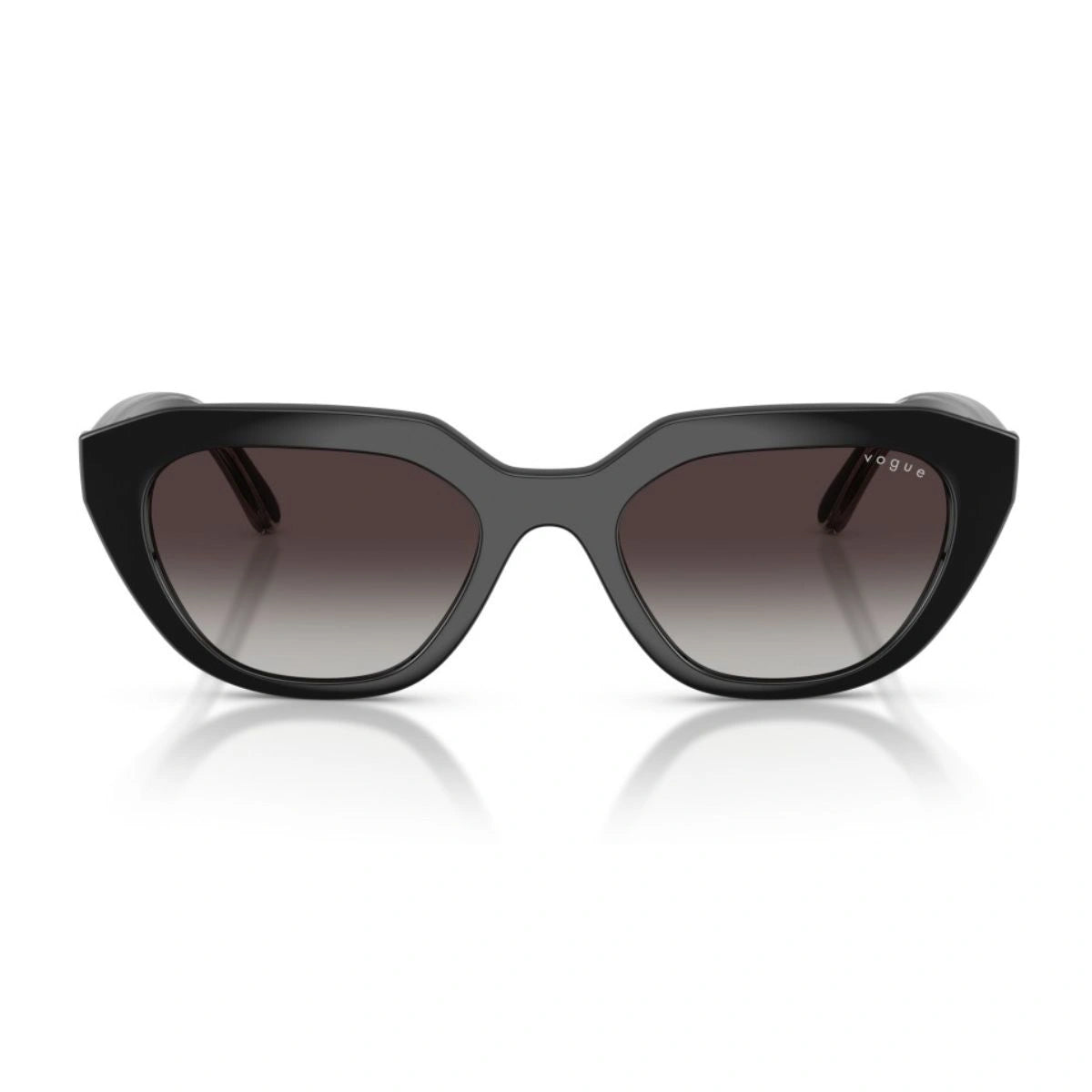 Explore Vogue VO5711-S W44/8G black cat eye sunglasses for women with grey lenses