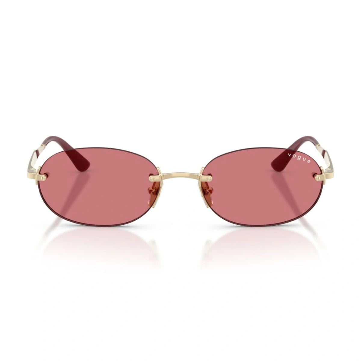Vogue VO4342-S red oval rimless sunglasses with gold temples