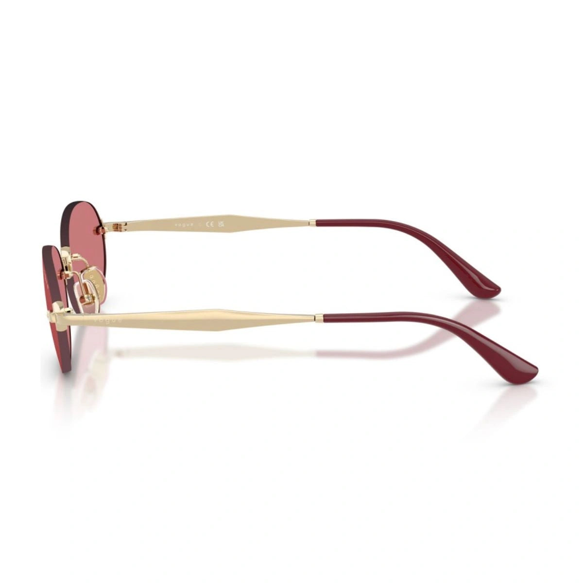 Authentic Vogue rimless shades for women with red UV lenses