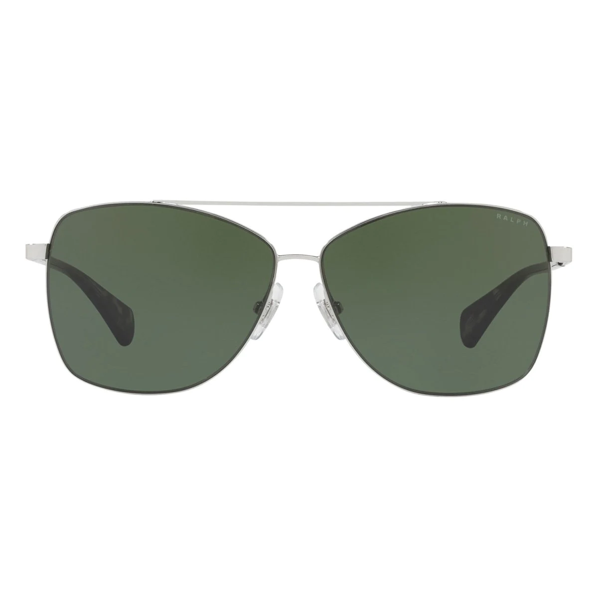 "Shop the Latest Ralph Lauren 4121 Aviator Sunglasses for Women at Optorium. Metal frames, green lenses. Fashionable and functional. Silver & black color combo. Upgrade your eyewear collection with Ralph Lauren 4121 sunglasses for women at Optorium."
