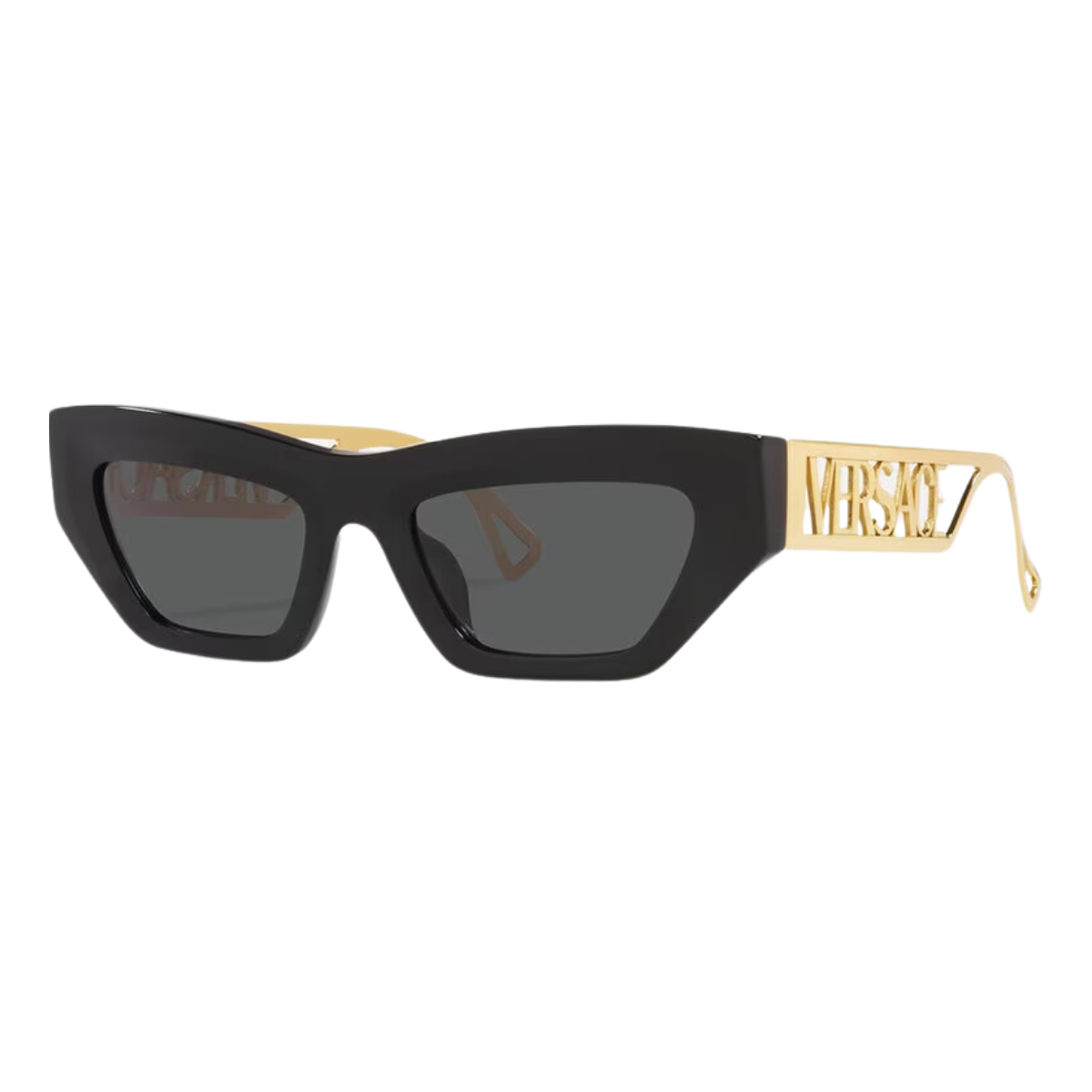 "Versace 4432U GB1/87 women's sunglasses: cat eye design, full frame, gold temple accents. Shop at optorium for luxury, non-polarized eyewear."