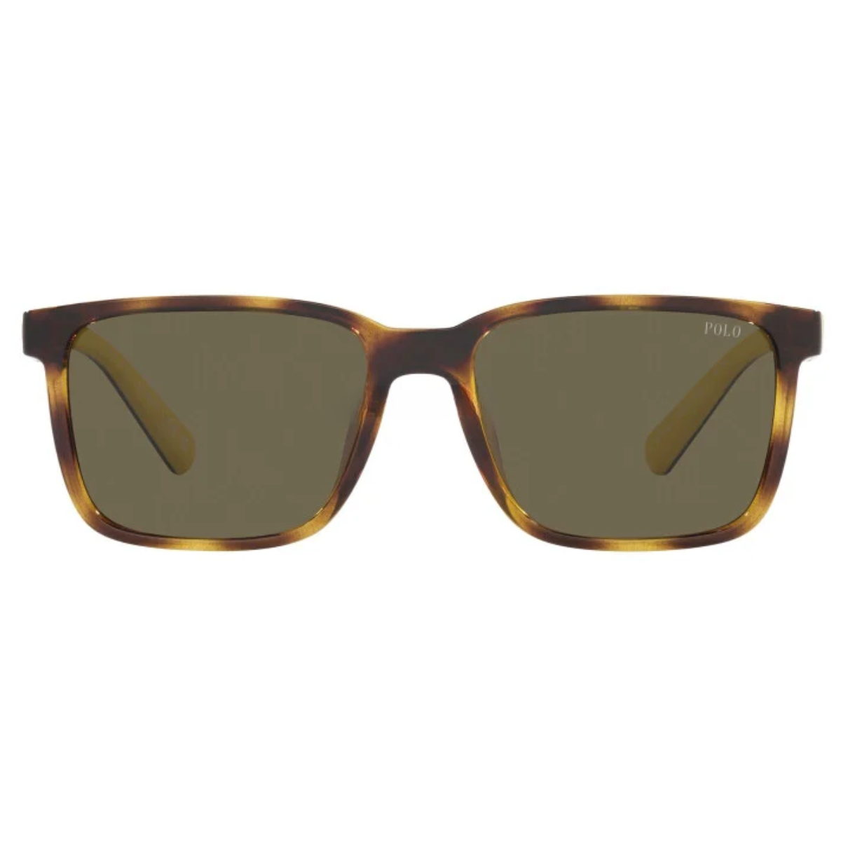"Shop the Ralph Lauren Polo 4189U Sunglasses for Men at Optorium. Square-shaped, full acetate frame with light yellow and light grey lenses. Non-polarized, black and yellow/red temple colors."