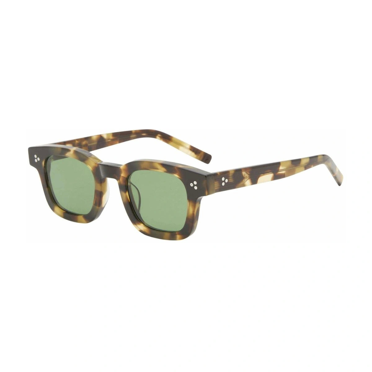 Unisex AKILA shades Havana frame green lenses detail