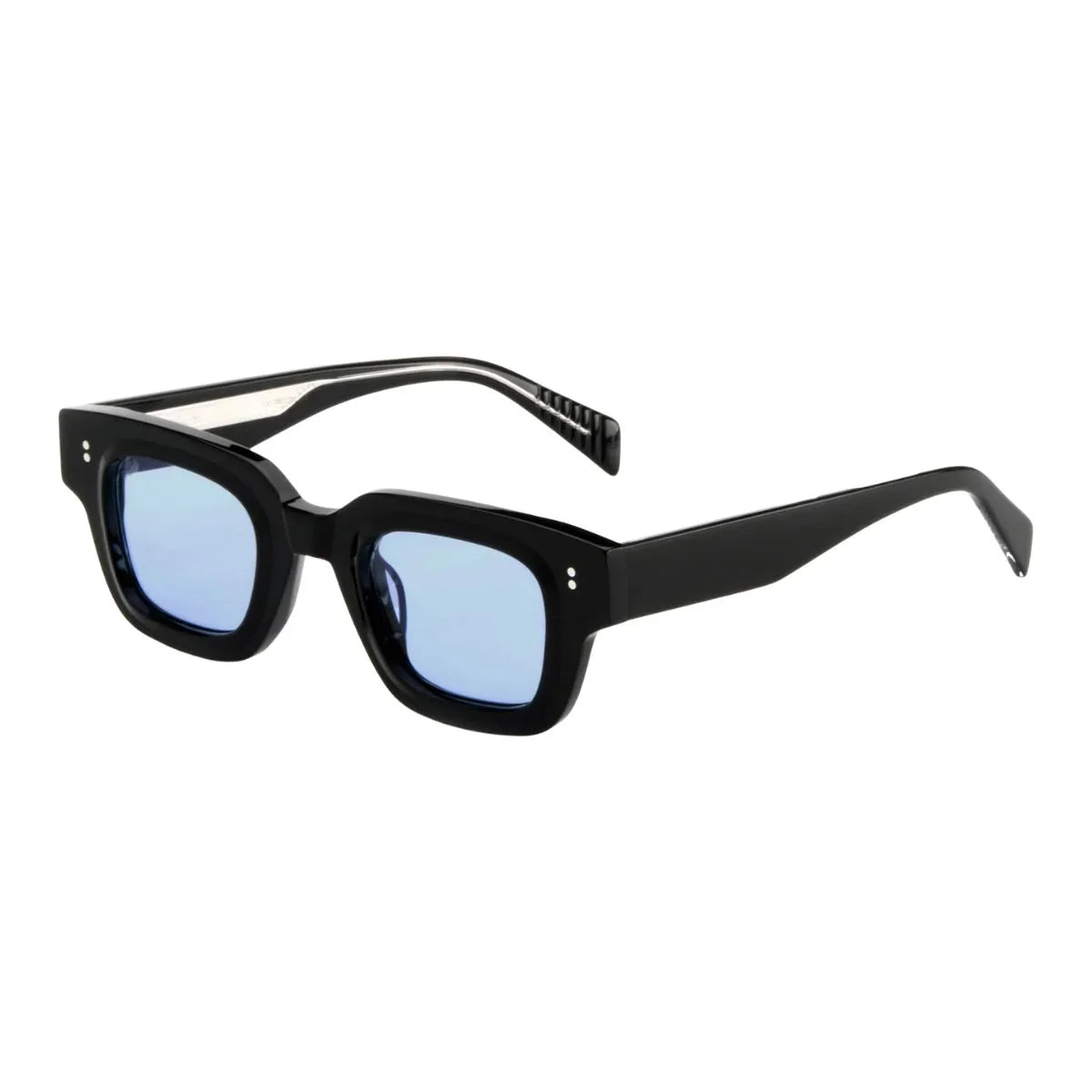 Trending Akila sunglasses Casia in black color frame with vibrant sky blue lens, fashionable UV protected shades for men and women India optorium