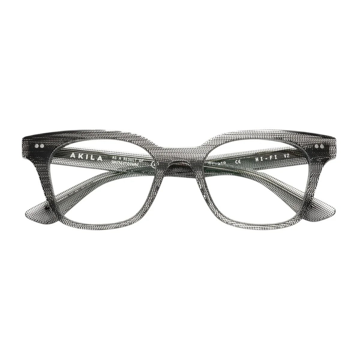 Buy Akila HI-FI V2 Frame 2020 05 09 unisex eyeglasses, transparent grey with black checks, square shape designer optical frame at optorium.