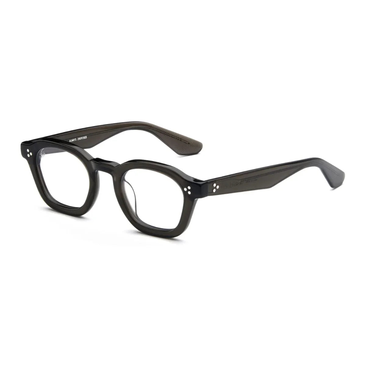transparent dark grey color Akila Logos 1921 optical frame featuring modern square Akila eyeglasses and premium Akila spectacles frame from Akila eyewear optorium