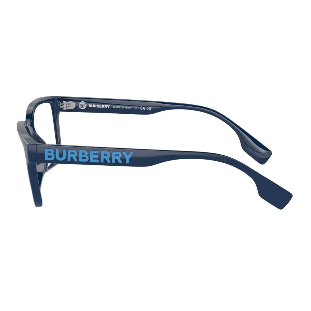"Men's Blue Rectangle Optical Frames by Burberry - Shop at Optorium for stylish and durable eyewear with free shipping."