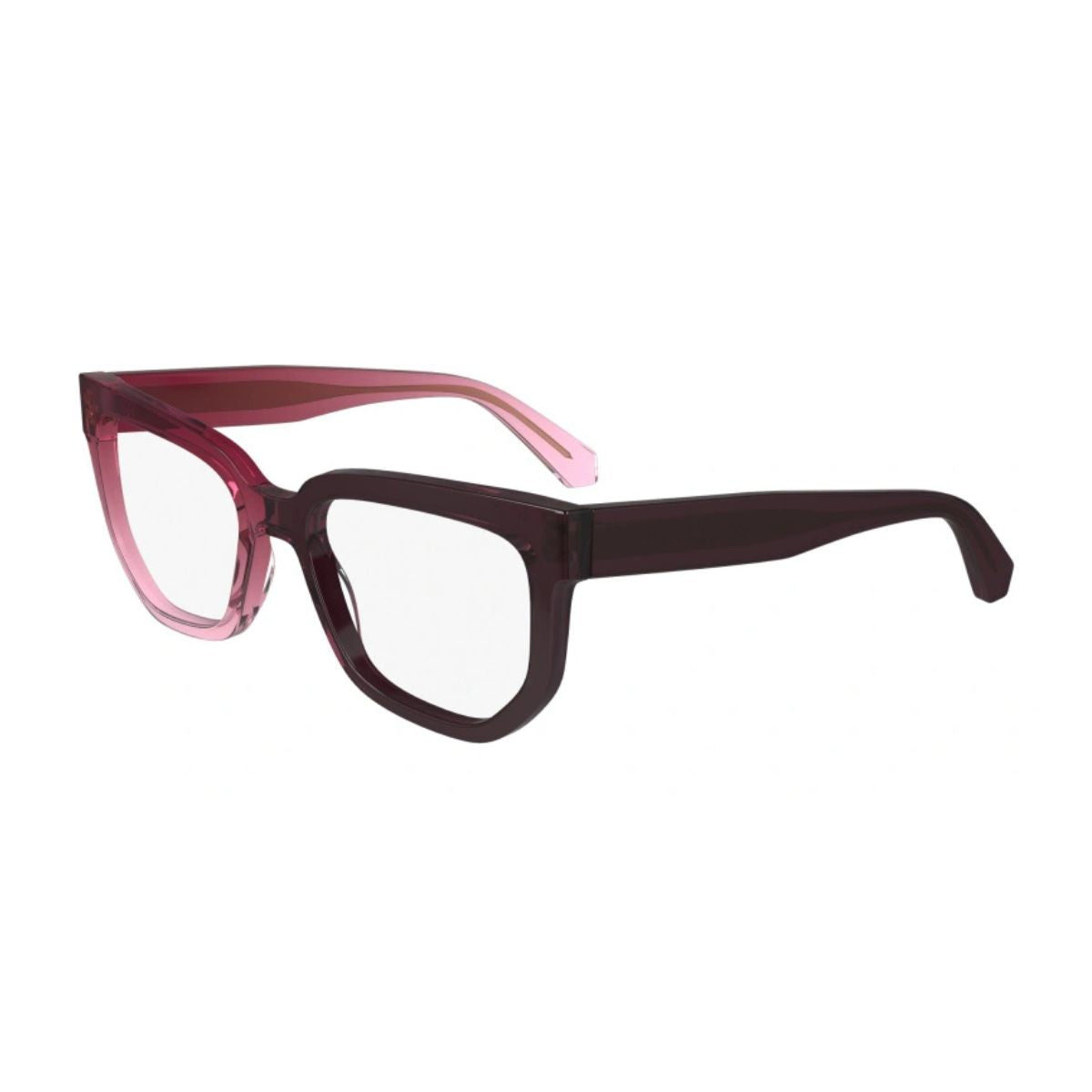 Stylish Calvin Klein Jeans CKJ24615 602 eyewear, UV reactive rose-to-wine rectangle frame. Shop now at Optorium.
