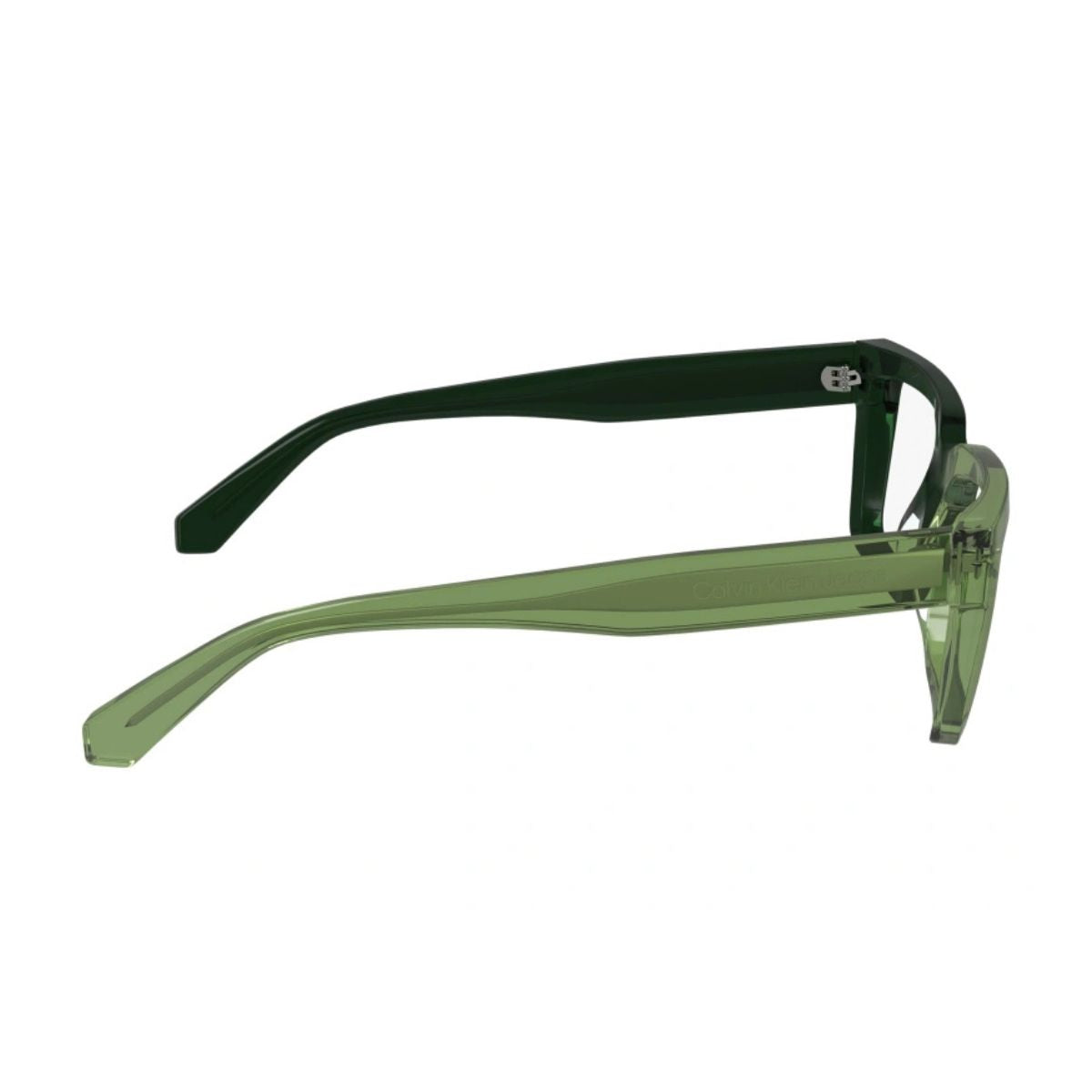 UV reactive Calvin Klein Jeans CKJ24616 305 rectangle eyewear, green-to-dark green frame. Get it online at Optorium.






