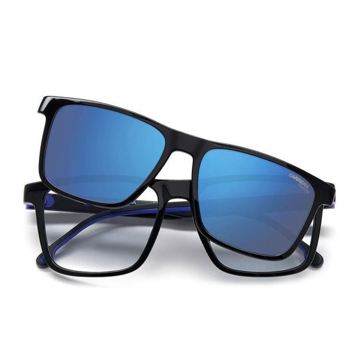 Polarized, lightweight, and fashionable Carrera CA 8061/CS D5199 clip-on sunglasses. Available at Optorium.
