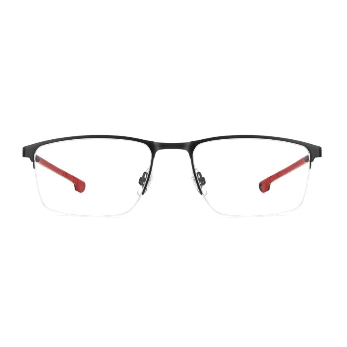 "Carrera Carduc 047 black metal half-rim rectangle frame, stylish eyewear online at Optorium."
