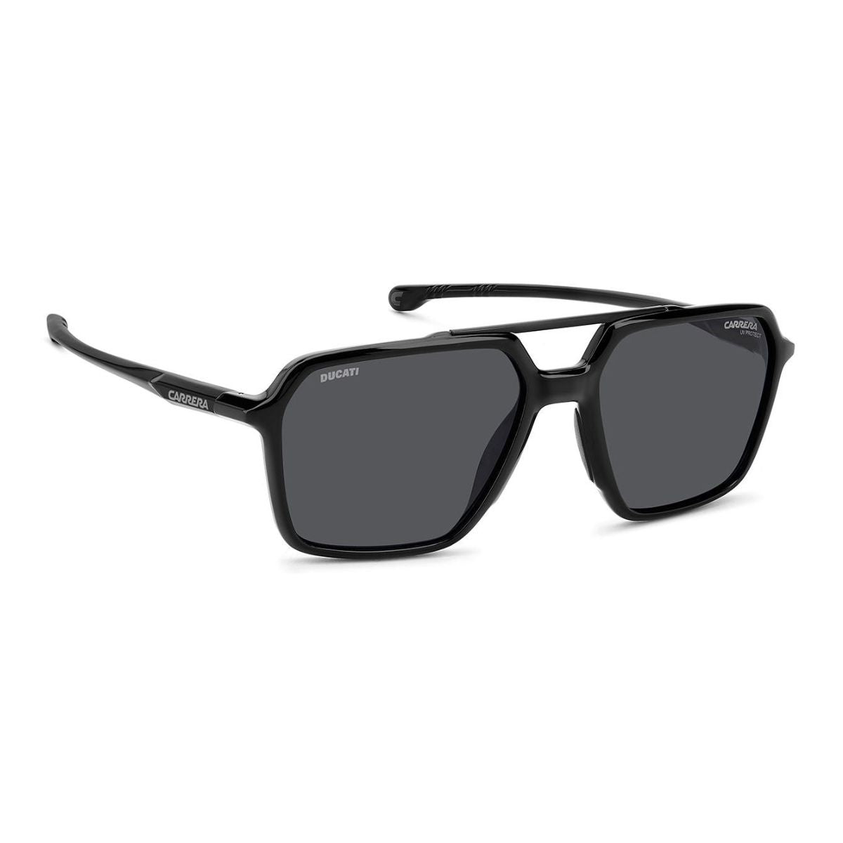 "Men's Carrera Carduc 042/S 807IR aviator sunglasses, classic black frame, UV protection lenses."