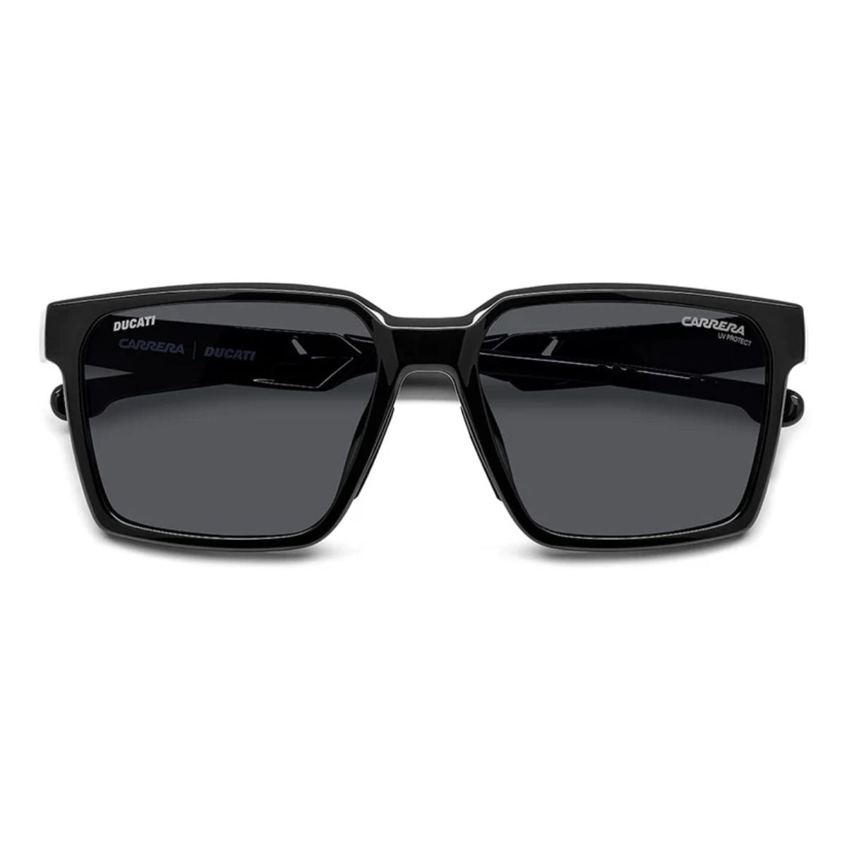 "Men's Carrera Carduc 045/S 807IR sunglasses, lightweight black frame, UV lenses, modern design."