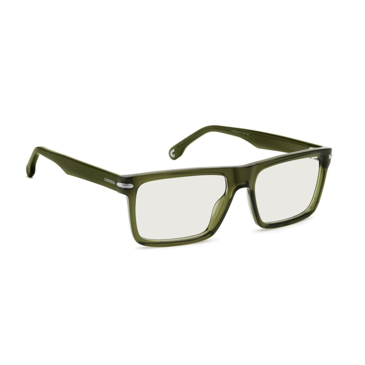 "Trendy transparent green Carrera 344 TBO square frame, shop online at Optorium."