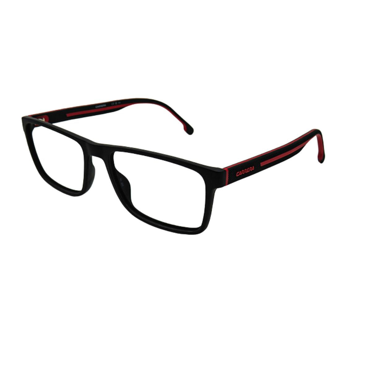 "Fashionable black Carrera PRW 3/IN BLX square frame, available at Optorium."