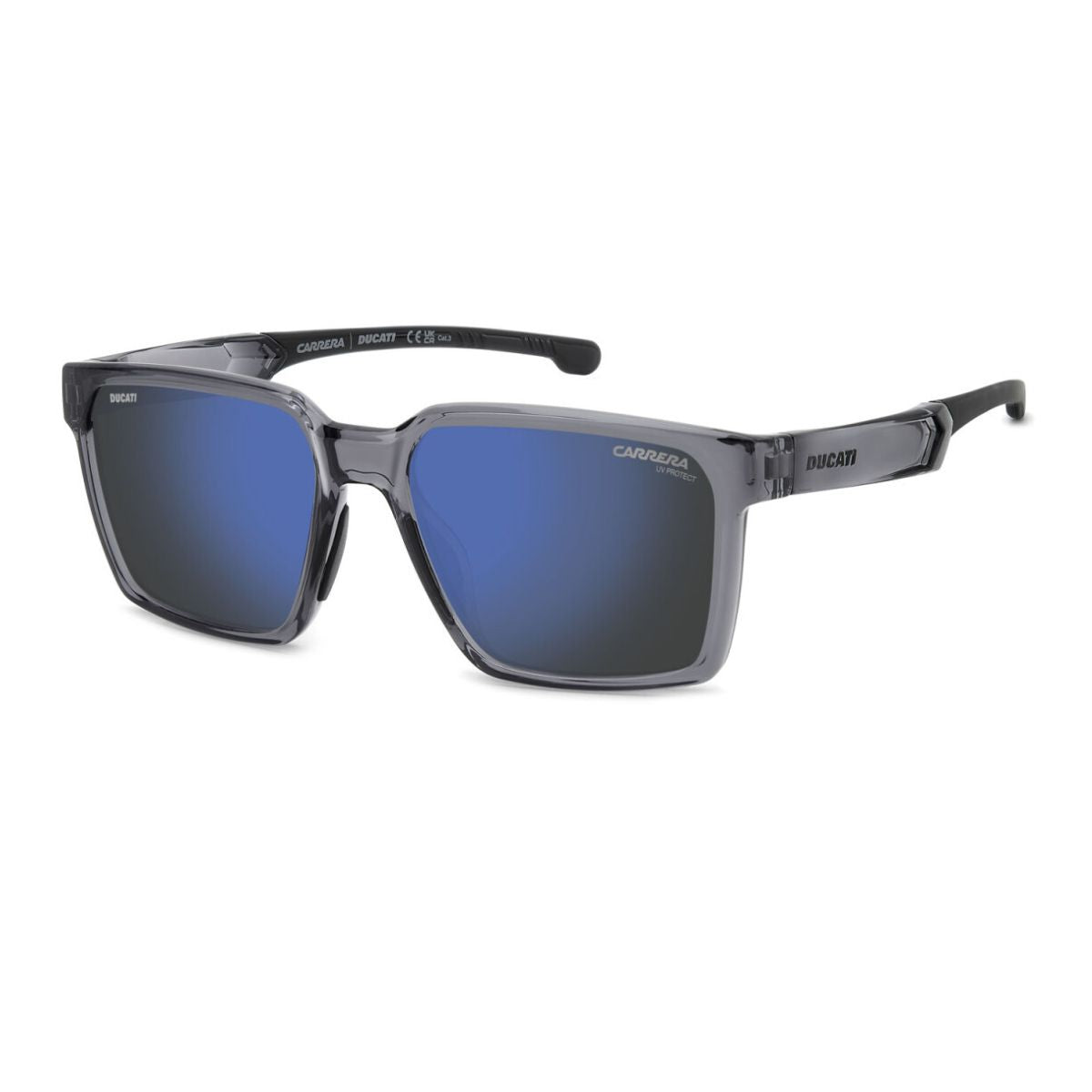 "Stylish Carrera Carduc 045/S R6SXT men's sunglasses, grey mirror UV lenses, lightweight frame."