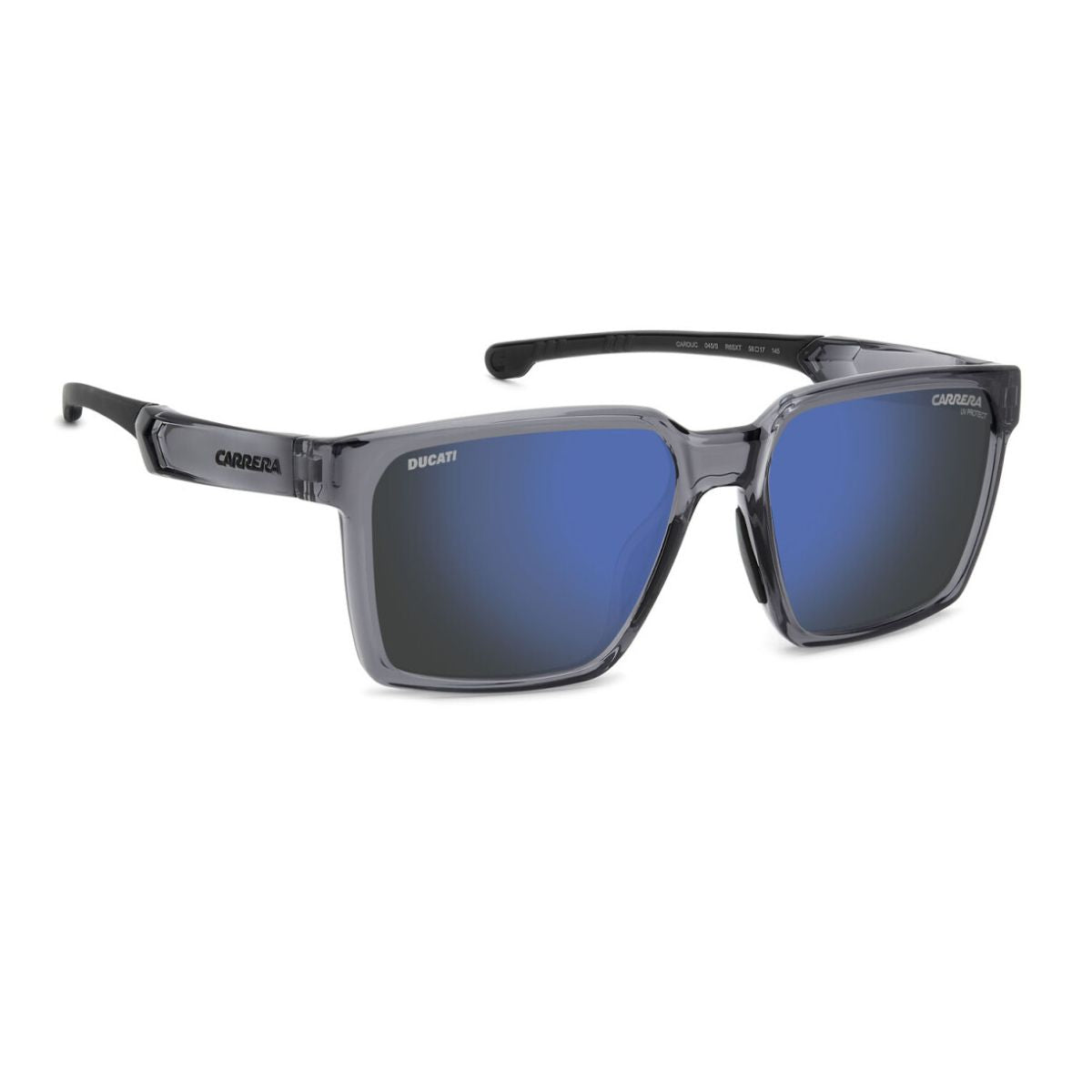 "Men's Carrera Carduc 045/S R6SXT sunglasses with grey mirror UV lenses, modern sleek frame."