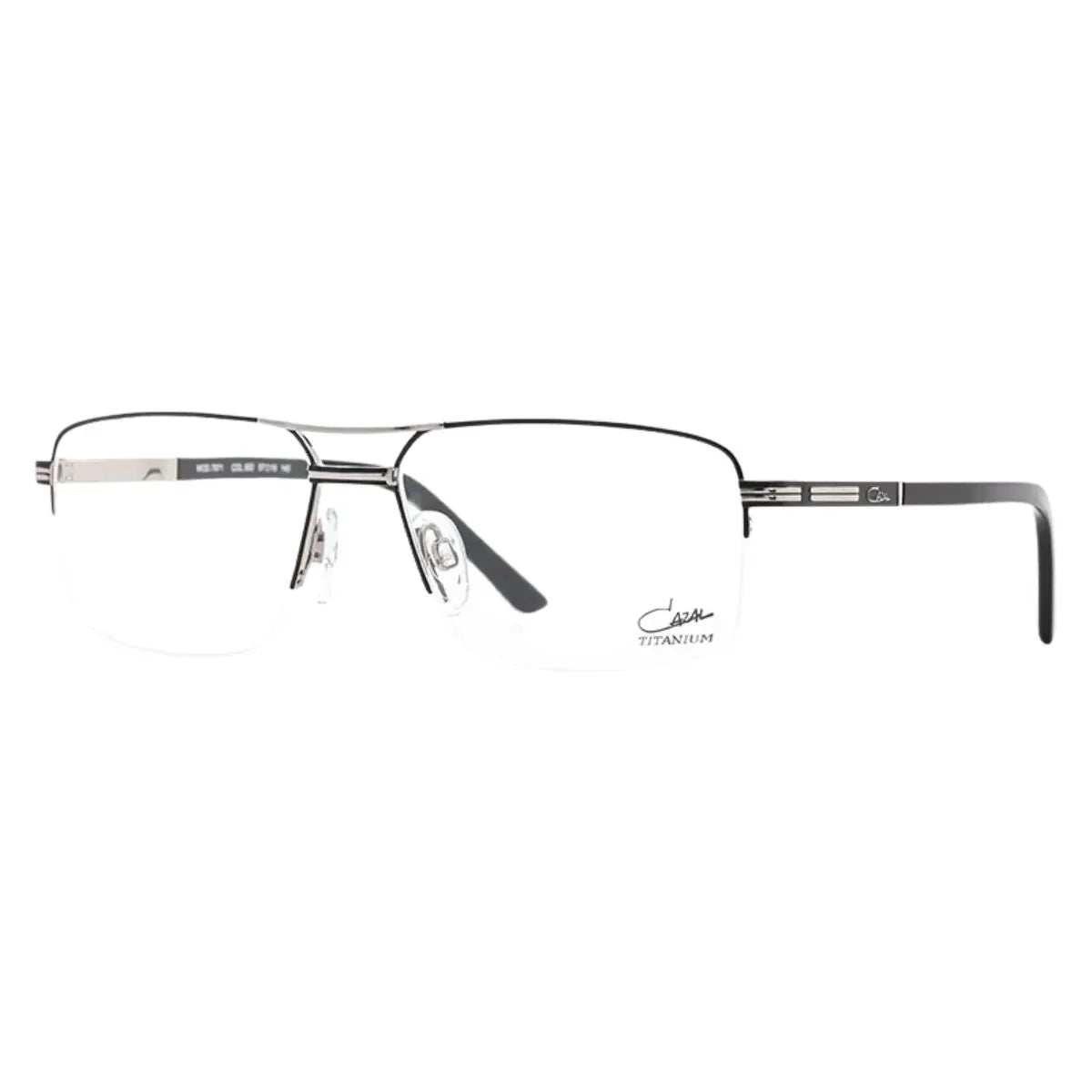 Explore Cazal Frame 7071 002 half rim rectangle eyeglasses. Durable titanium optical frame Cazal eyewear at optorium online.