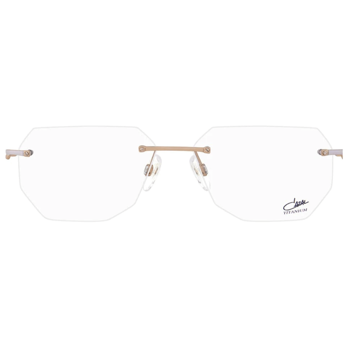 Cazal Frame 7102 003 rimless eyeglasses in gold color featuring luxury Cazal eyewear design. Premium Cazal optical glasses for men with elegant style, lightweight comfort, and iconic branding available online at optorium