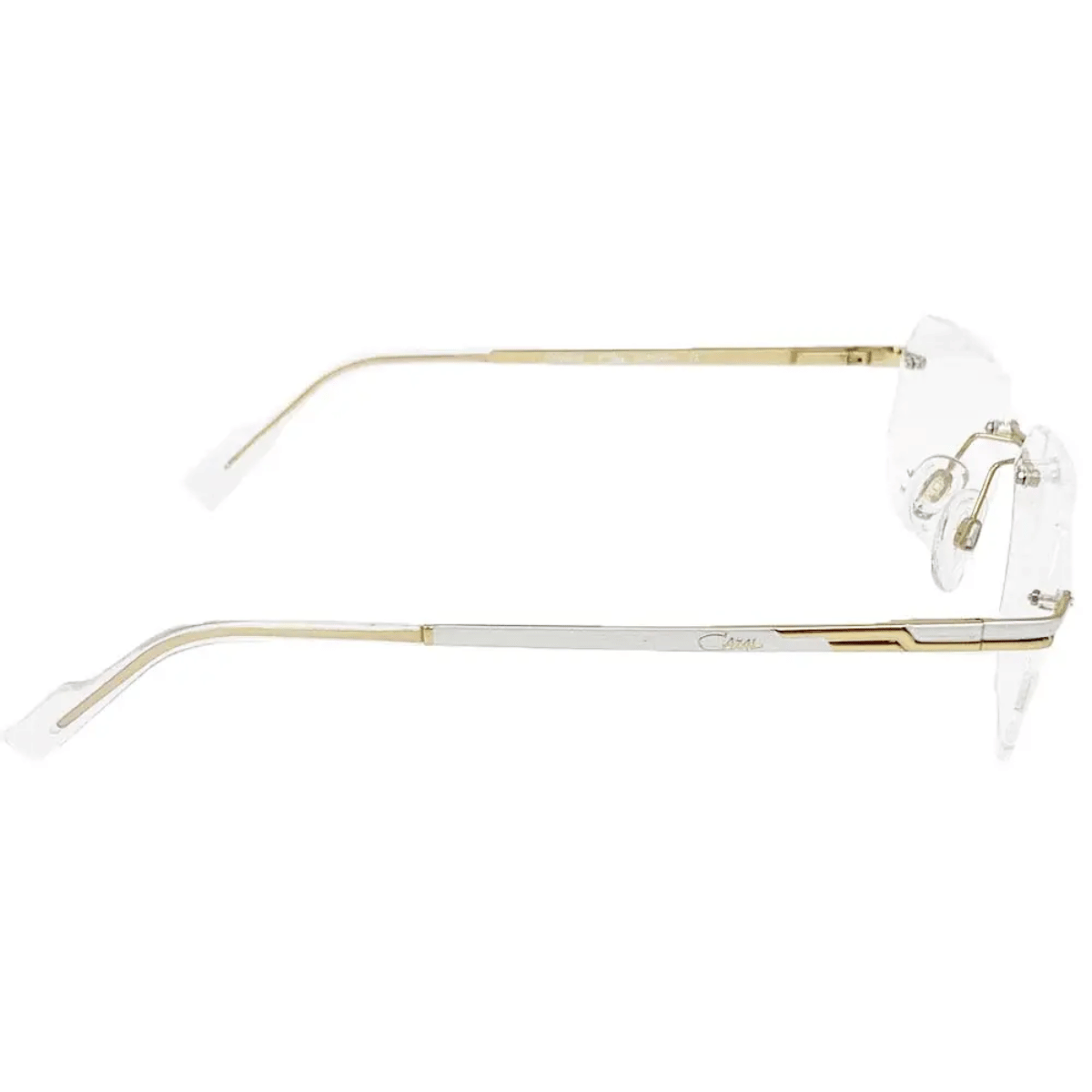 Luxury Cazal Frame 7102 003 gold color rimless eyeglasses showcasing premium Cazal eyewear craftsmanship. Stylish Cazal optical glasses for men designed for everyday wear, comfort, and sophistication at optorium