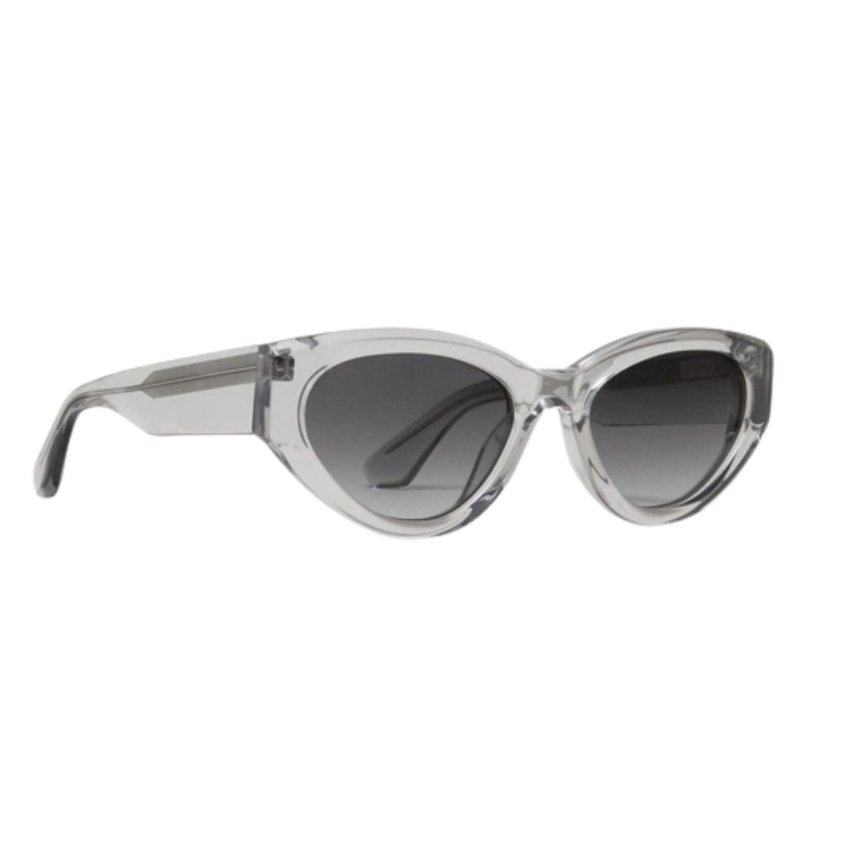 "Chimi 06 cat-eye sunglasses feature grey lenses for full UV protection, on Optorium."