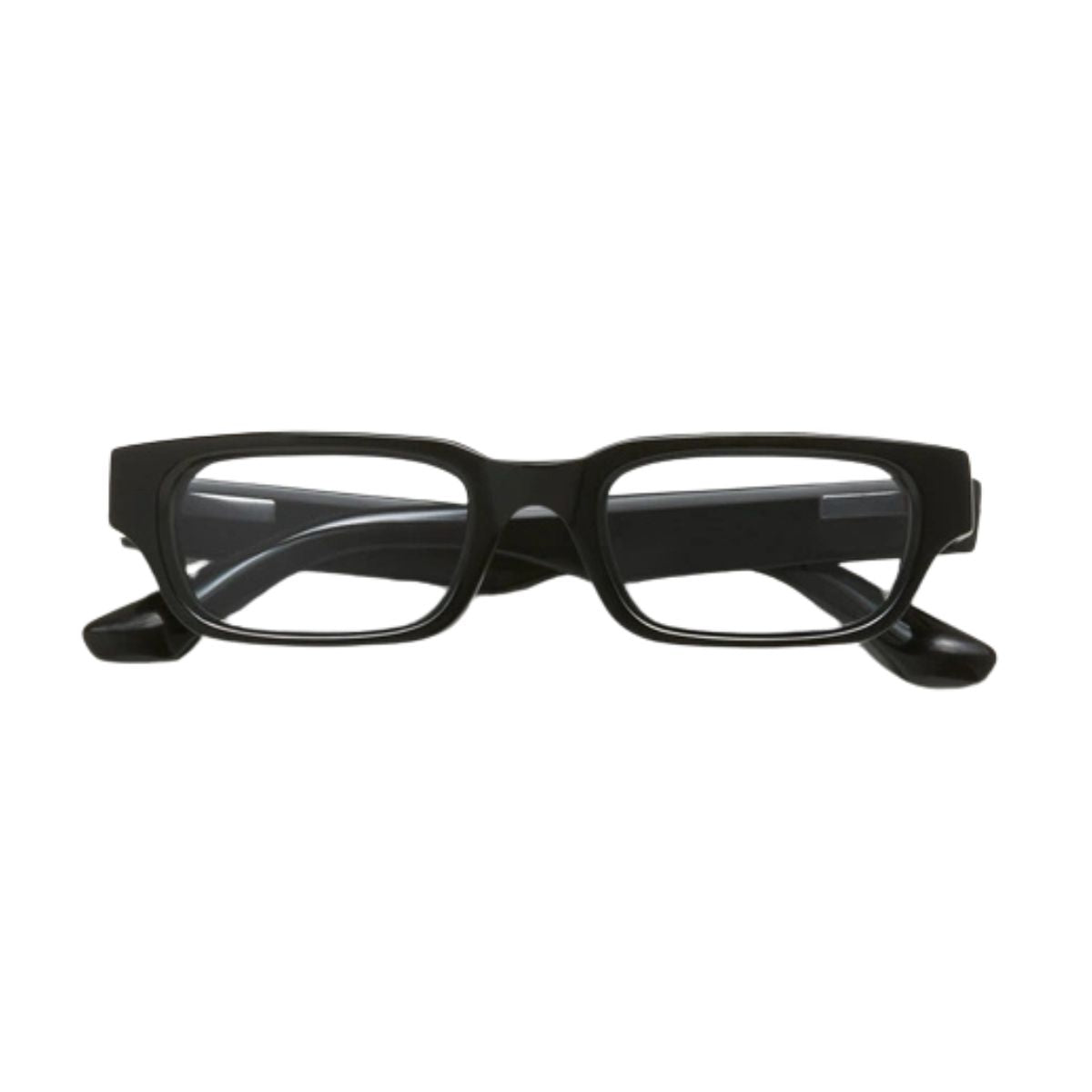 "Chimi 10 black showcases a sleek rectangular silhouette with a solid black frame, on Optorium."