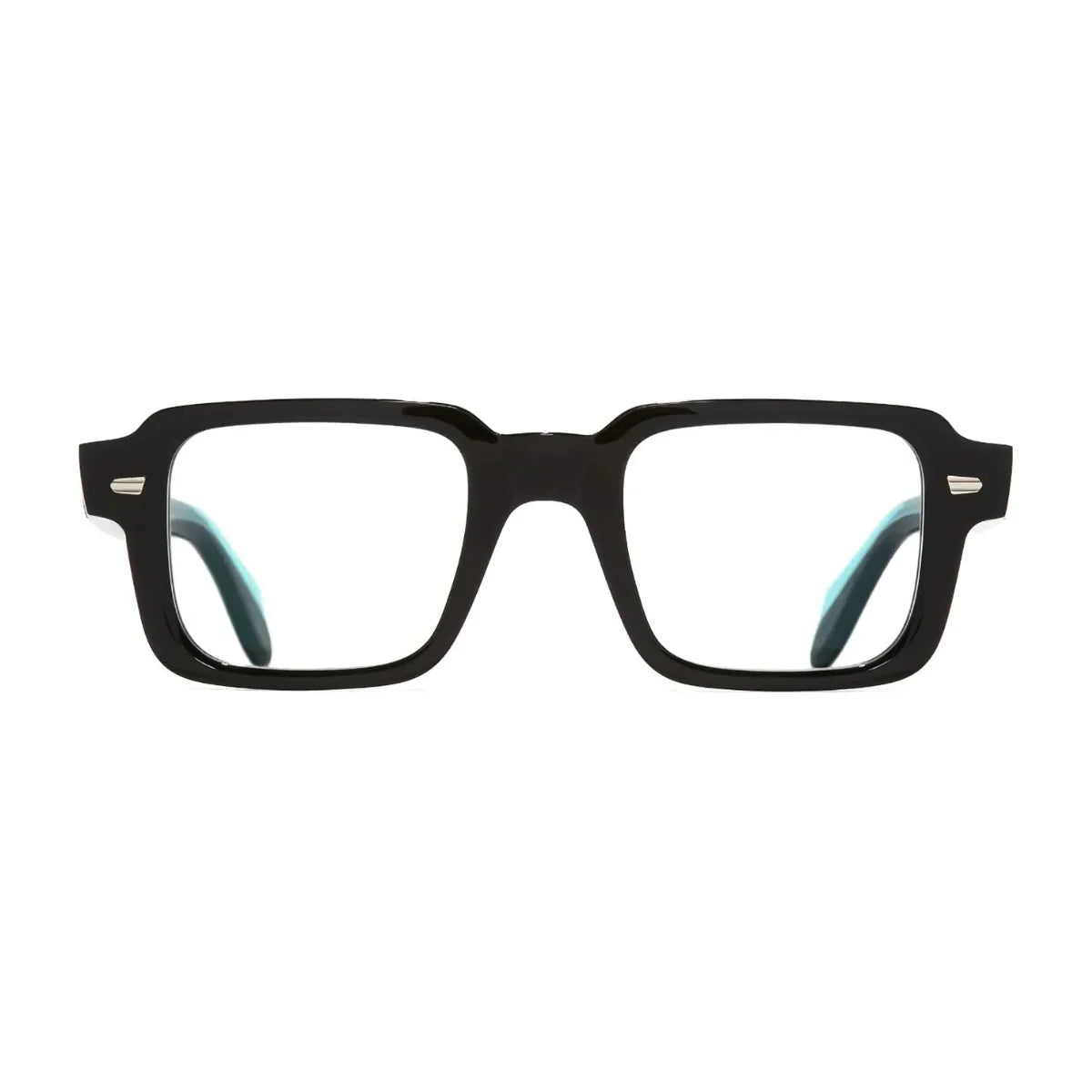 Luxury Cutler & Gross unisex optical frame CGOP 1393 05 with teal-on-black square frames, handcrafted acetate design, and premium C&G lenses – Optorium.