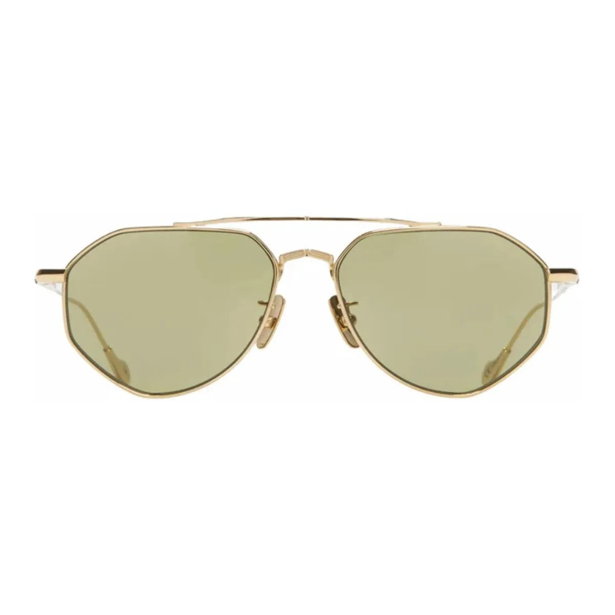 Cutler & Gross GFSN 017 03 gold titanium aviator sunglasses for men featuring green lenses and lightweight titanium build for a luxury eyewear experience – optorium.