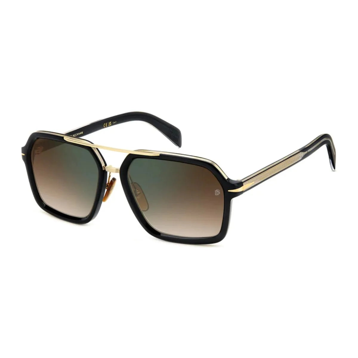 David Beckham sunglasses men, Black & Gold DB 7128/S 2M2QY, square shape, eyewear David Beckham, stylish UV protection sunglasses, trending celebrity sunglasses – Optorium.