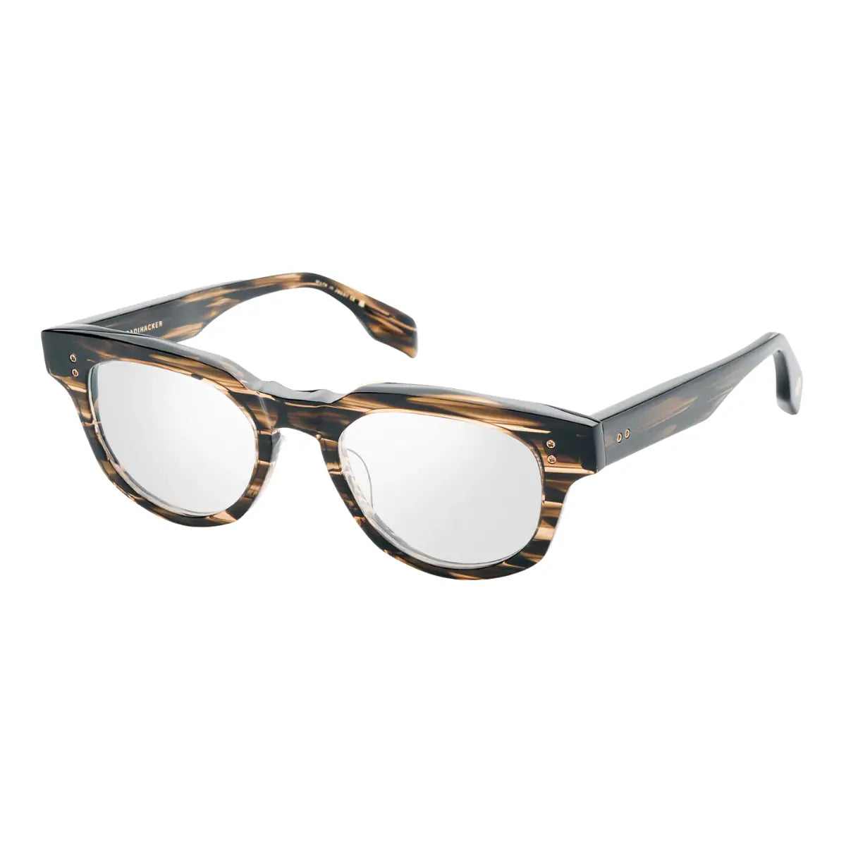 Dita Radihacker Frame DTX726 A-02 showcases luxury dita frames in round shape full rim frame with shiny dark Havana color, offering comfort and style in dita mens glasses online India optorium