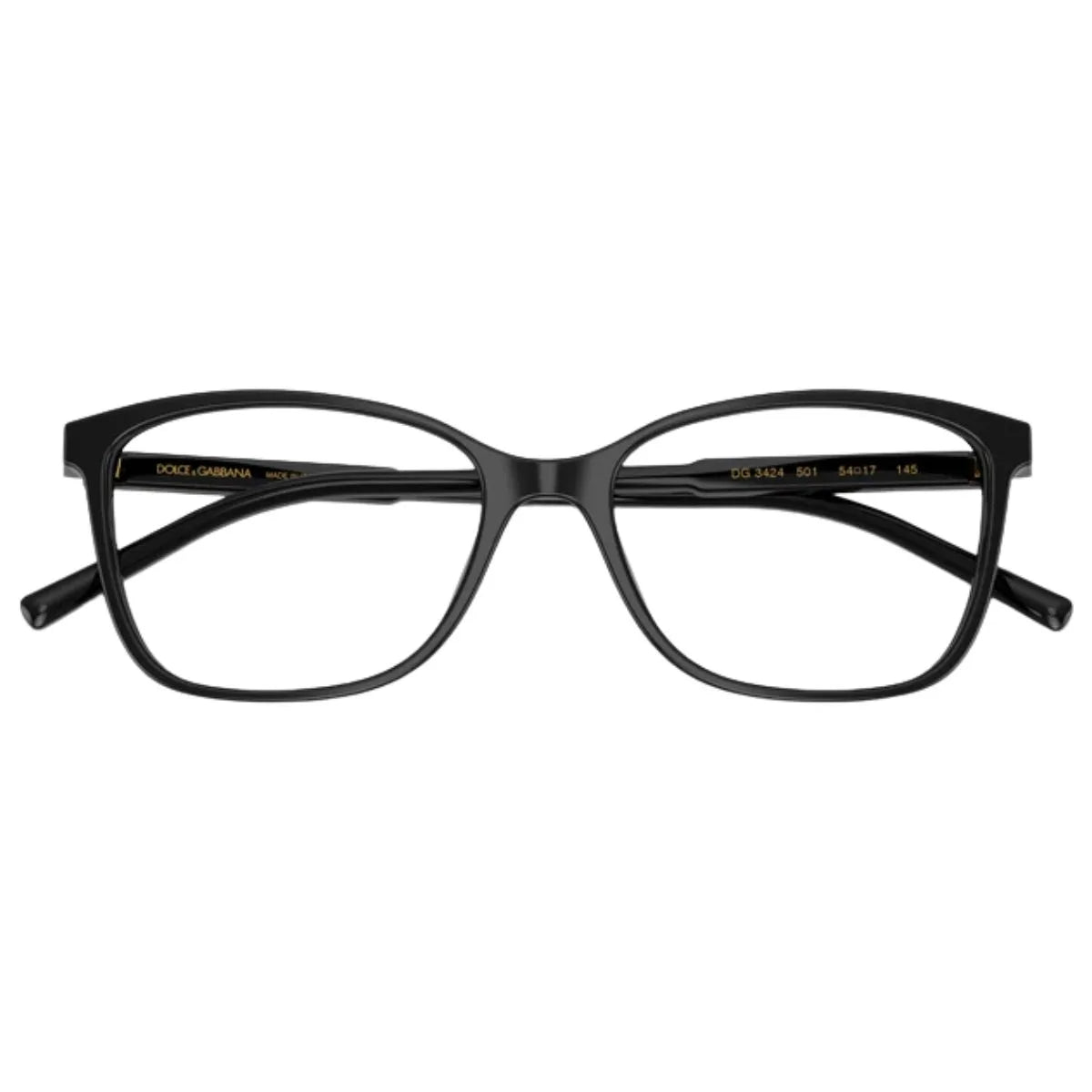 Buy Dolce & Gabbana frames DG 3424 501, elegant black eyeglasses for women. Trendy Dolce and Gabbana optical glasses crafted with luxury fashion style at optorium.