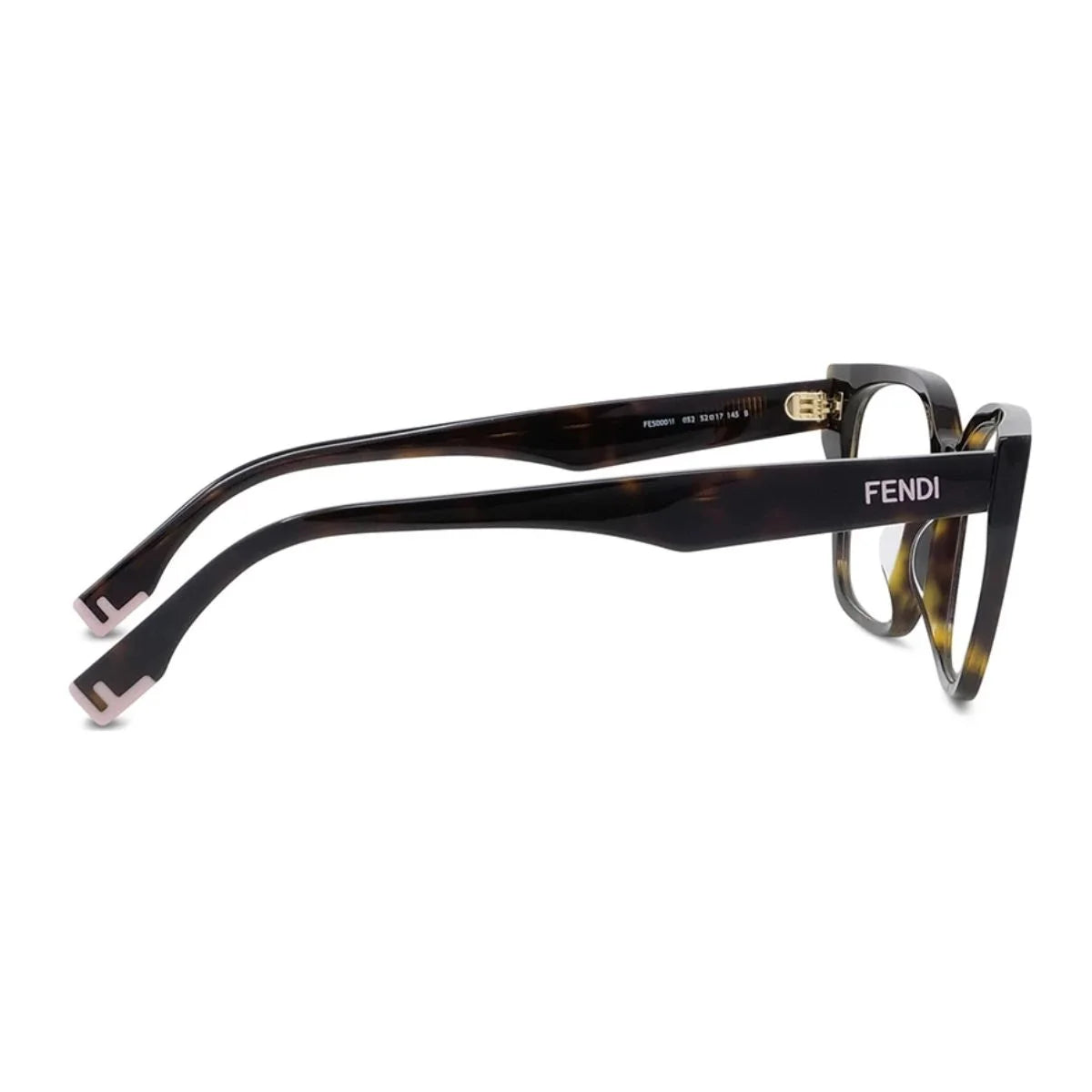 Fendi Frame FE50001L 052 Havana cat-eye fendi glasses with premium acetate frame and chic feminine style, trending fendi eyeglasses and fendi frames at optorium
