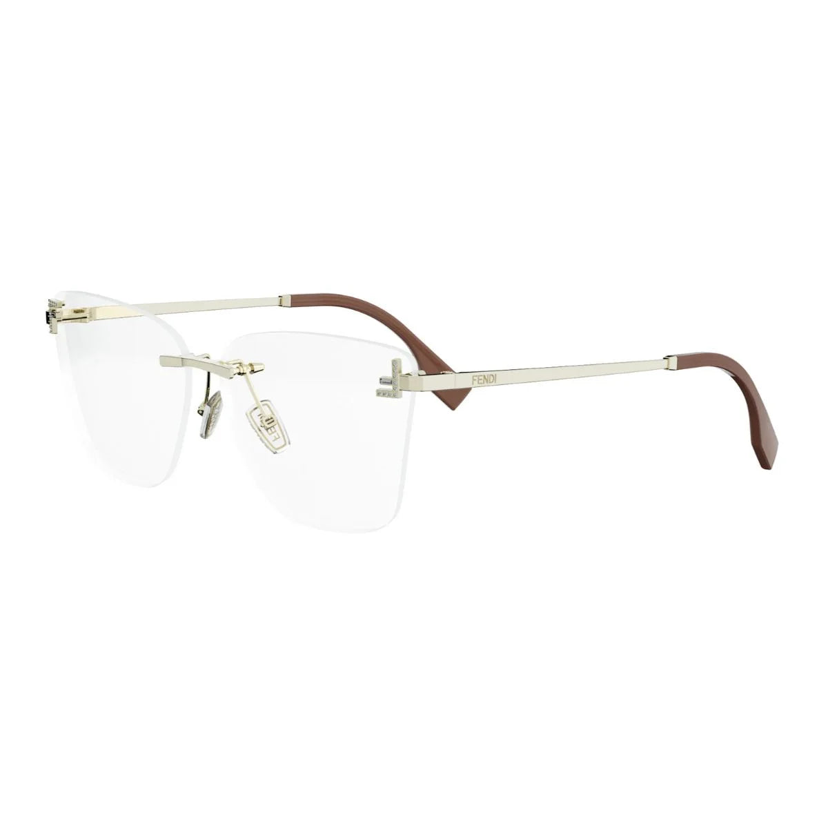 Authentic Fendi FE5133US 032 gold butterfly optical frame for women crafted with high-quality metal material. Elegant designer eyeglasses combining luxury fashion and comfort available at Optorium.