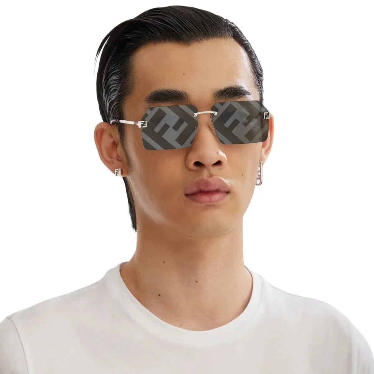 Stylish Fendi rimless sunglasses FE40043U 16W, UV protection, Fendi shades for men & women, silver color optorium.