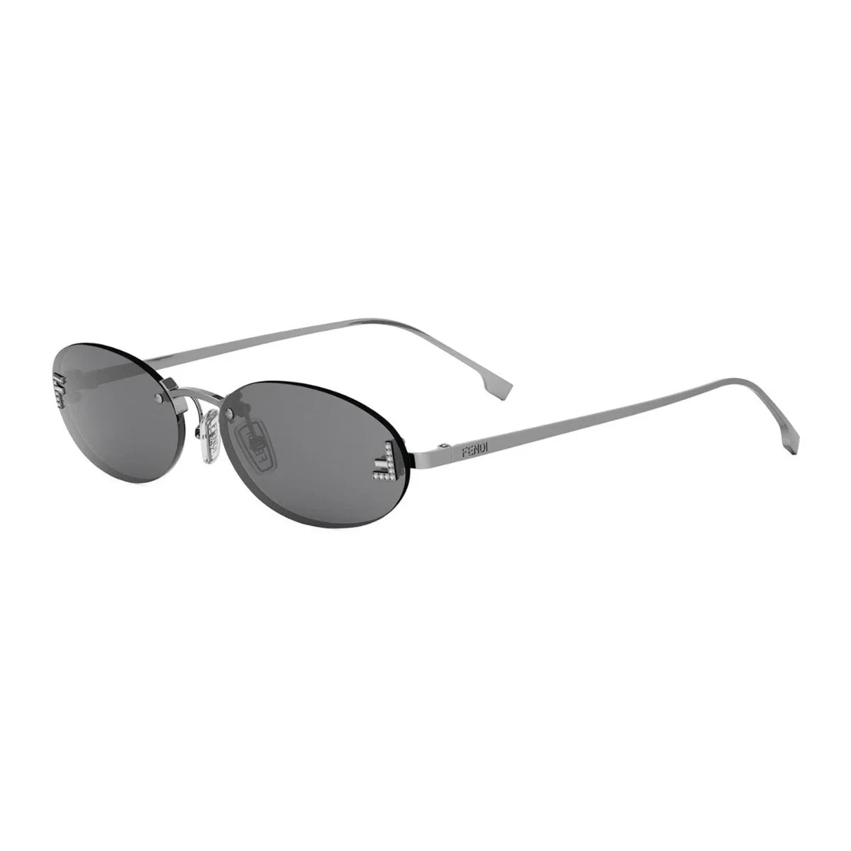 Luxury Fendi goggles FE4075US rimless designer eyewear featuring oval frame and grey lenses – Optorium