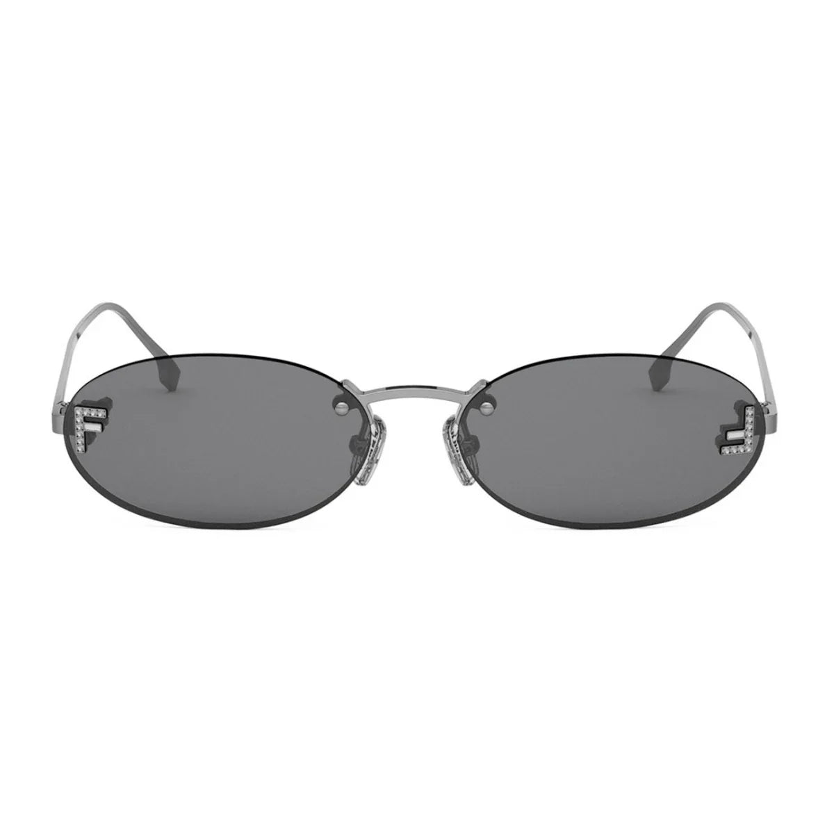 Fendi shades FE4075US unisex rimless oval sunglasses with grey lenses and UV protection – Optorium