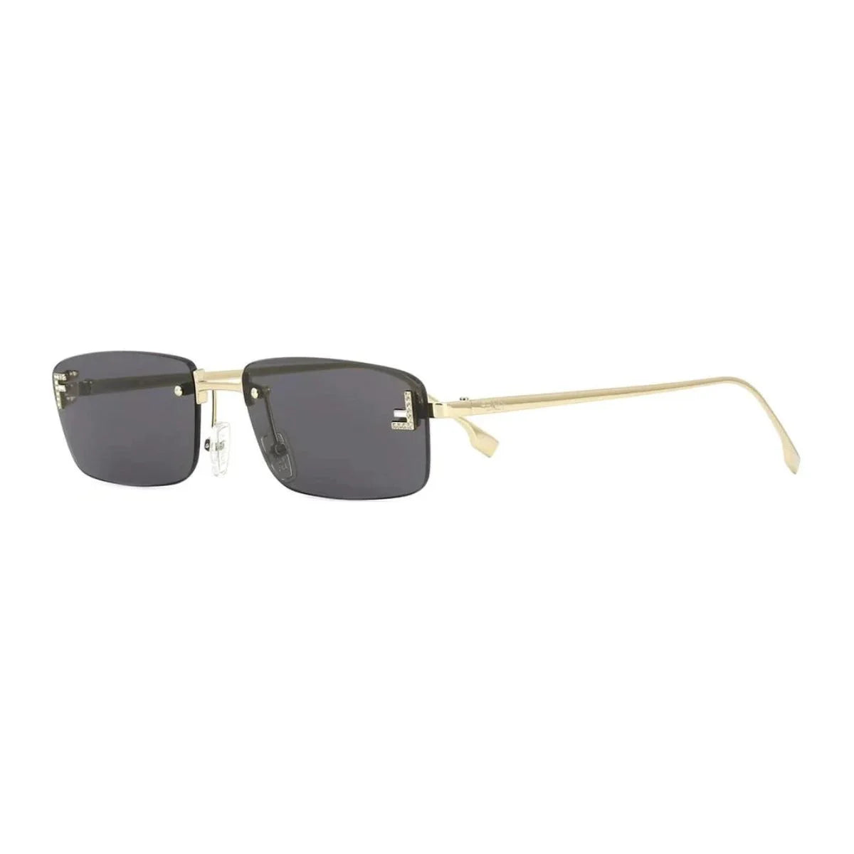 Trendy women sunglasses Fendi rectangle shape, gold-colored Fendi Sunglass FE4172US 32A with UV protection, premium designer Fendi shades for women available at optorium.