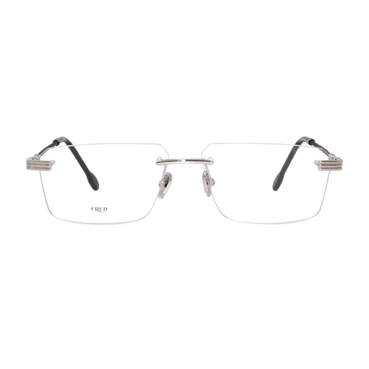 Fred Frame FG50032U 016 features a sleek rectangle shape with a luxurious Silver and Black design. A perfect unisex frame for men and women seeking elegance. Buy premium optical frames online at Optorium.