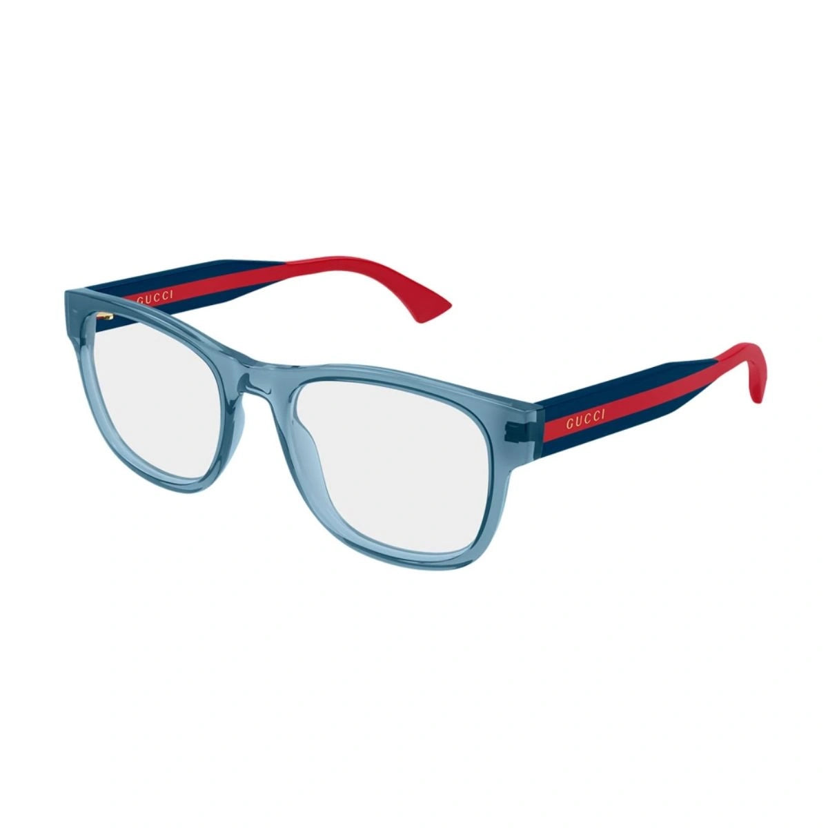 Gucci Luxury Square Eyeglasses With Web Stripe Temples