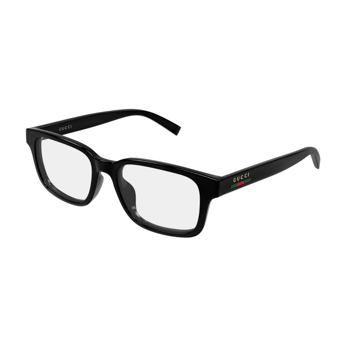 Signature Gucci temple logo on GG107OL 001 eyeglasses