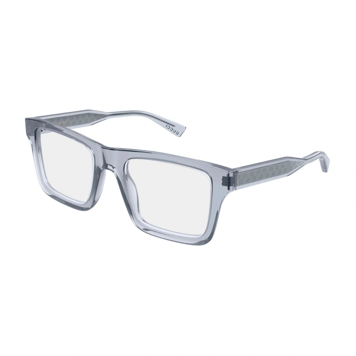 Gucci Men Rectangular Spectacles Transparent Grey Eyewear