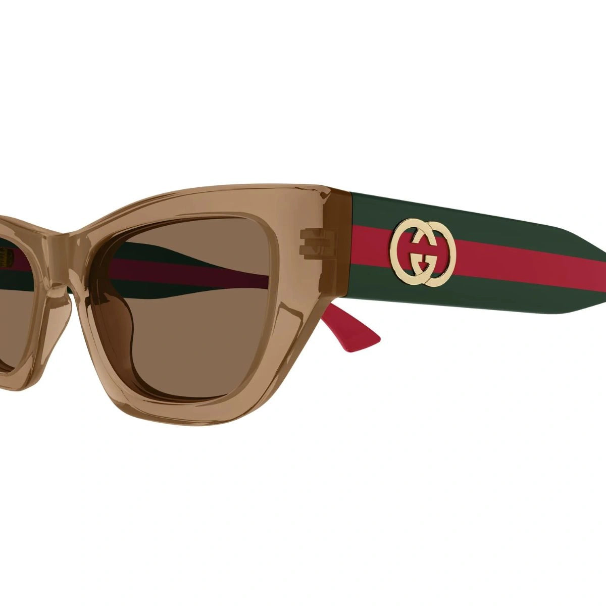 Luxury Gucci sunglasses brown polycarbonate lens front view