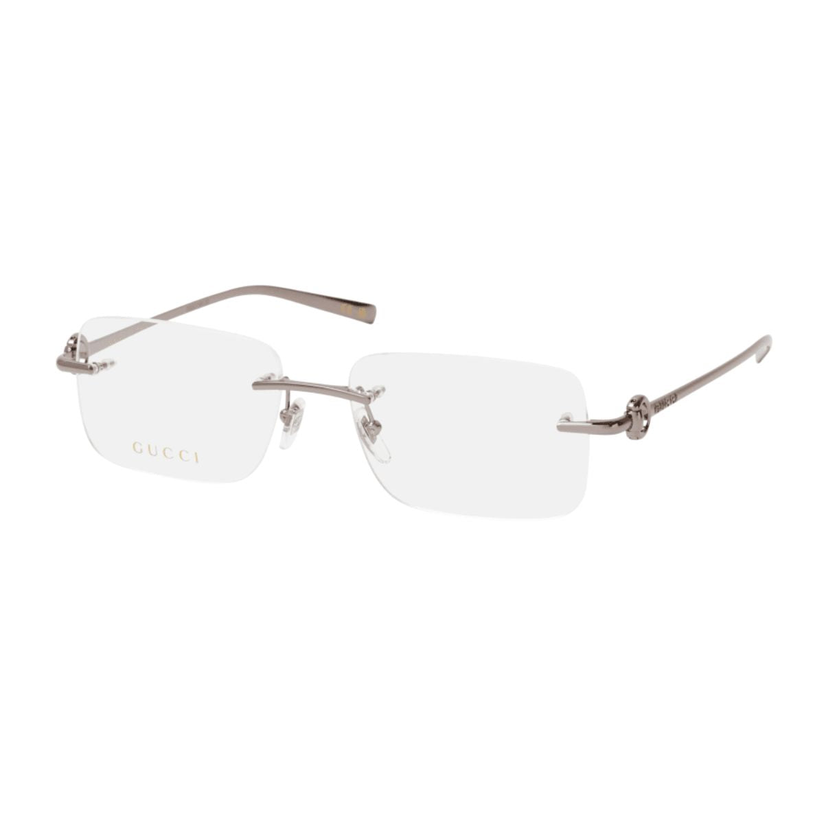 Gucci Optical Frame for Men – Sleek and modern silver rectangle frame made from durable metal, perfect for prescription lenses, available online at Optorium.