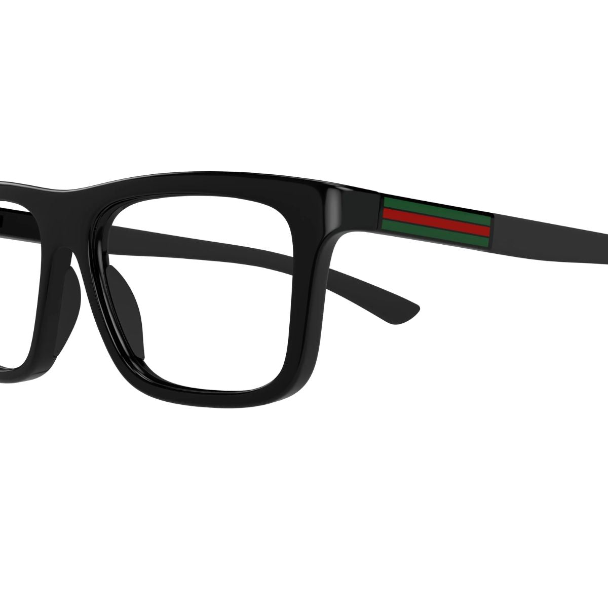 The Gucci GG1737O 001 Black Rectangle Frame combines a modern shape with premium comfort. Its timeless black color ensures a sophisticated look, available online at Optorium.