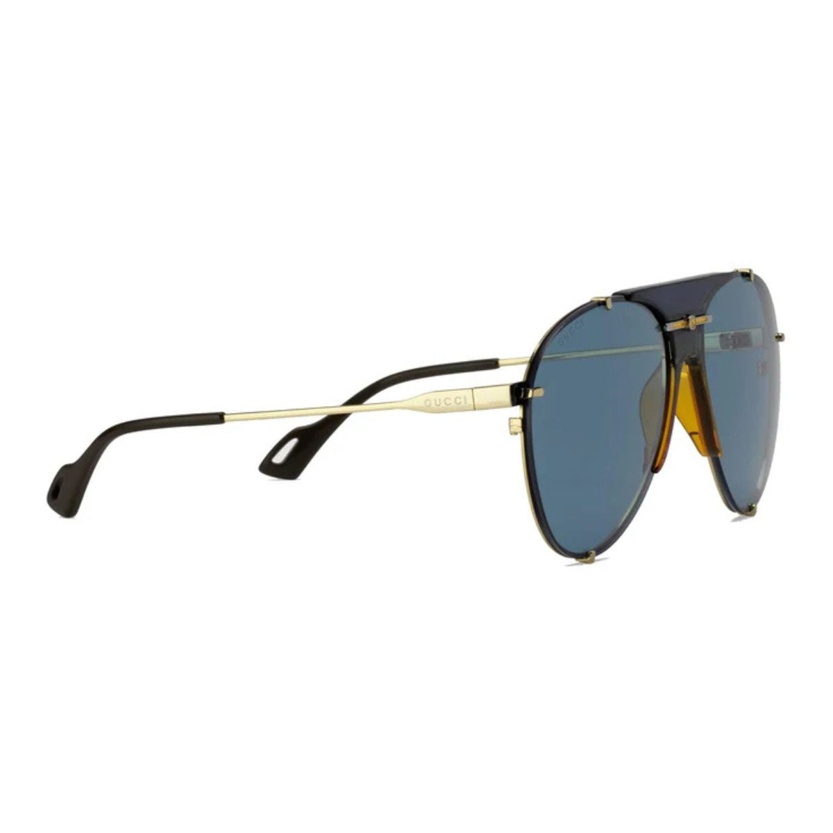 Buy authentic Gucci sunglasses GG0740 S 002 aviator style. Premium Gucci goggles, UV protection Gucci sunglasses, black Gucci shades men, and trendy sunglasses for men & women available at optorium.