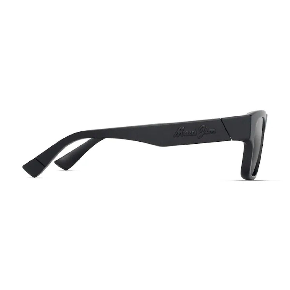 Men's Maui Jim MJ 638 02 sunglasses, sleek matte black frame with grey mirror lenses. Available at Optorium.
