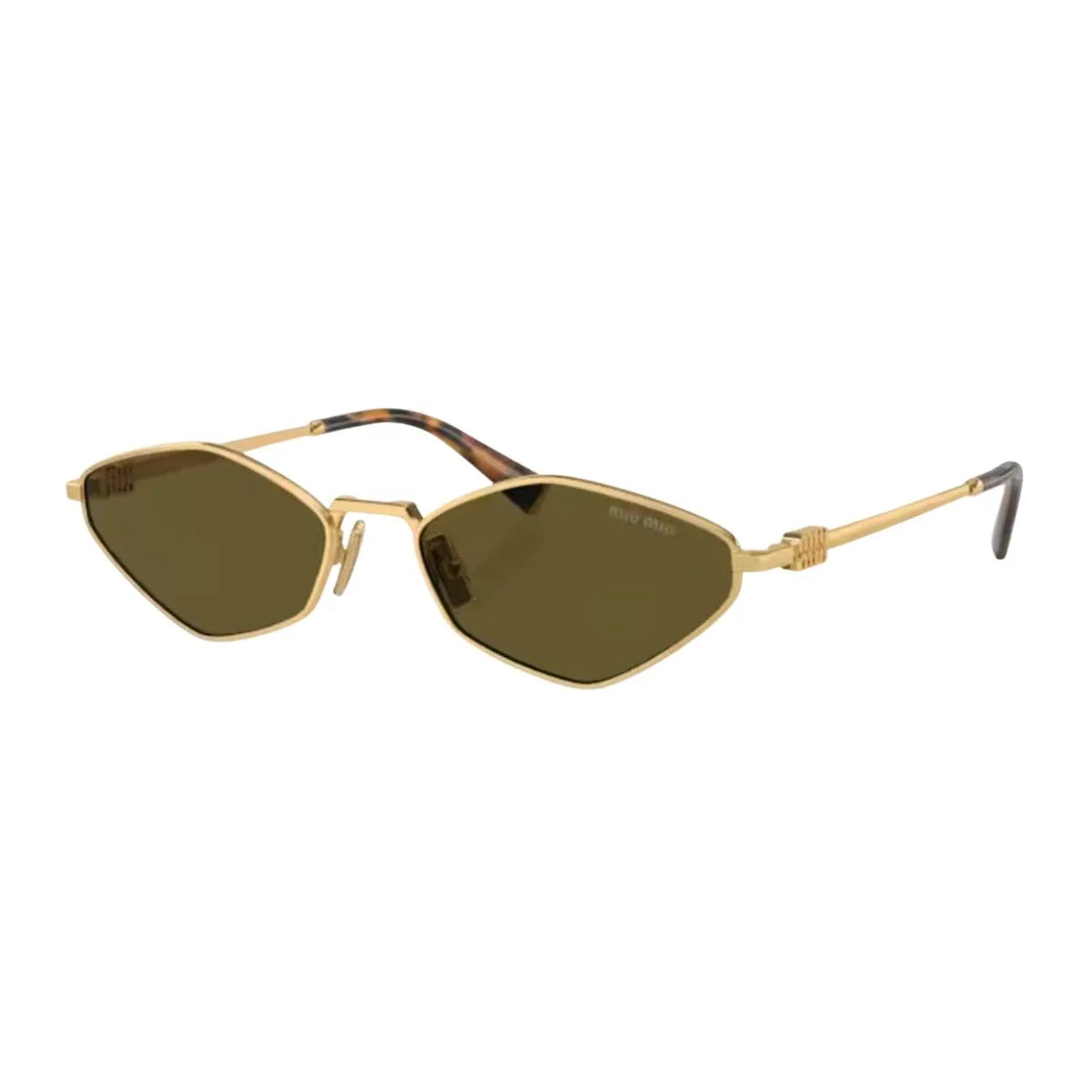 Miu Miu women’s sunglasses SMU 56Z 5AK-09Z with gold frames, UV protection, and chic shades. Shop designer Miu Miu eyewear and ladies luxury sunglasses collection at Optorium.