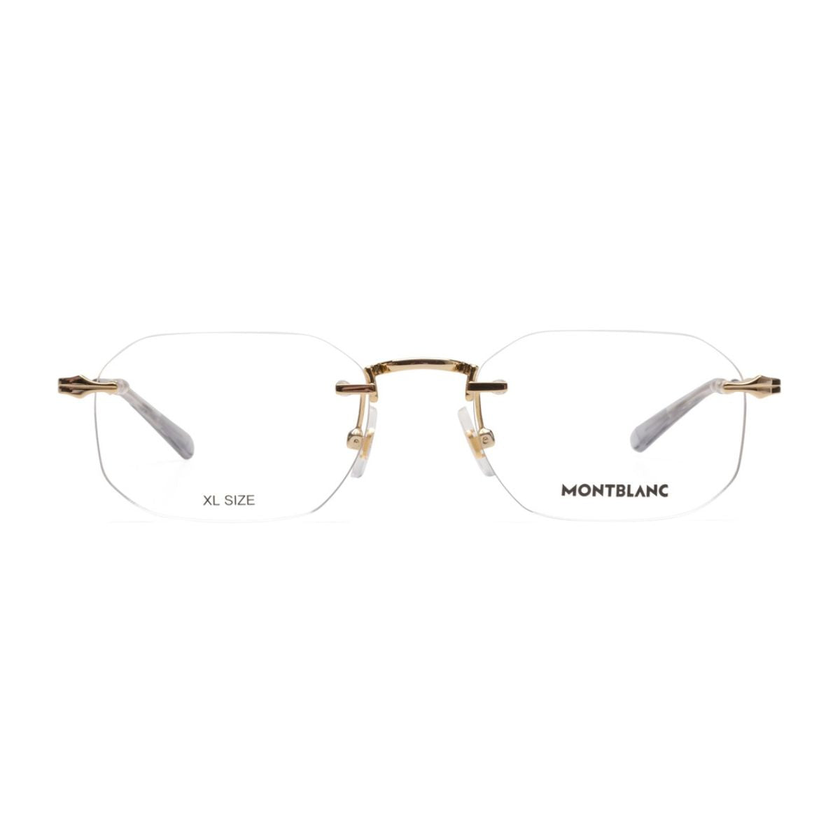 "Montblanc Frame MB03070 001 gold color eyewear, stylish rectangular optical frames for men, lightweight and elegant design – shop online at Optorium."