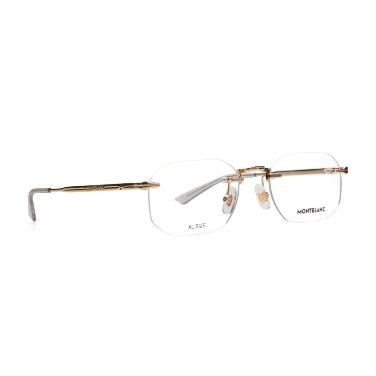 "Montblanc MB03070 001 optical frames, lightweight and durable with a sleek rectangular shape in gold, perfect for everyday wear – available online at Optorium."