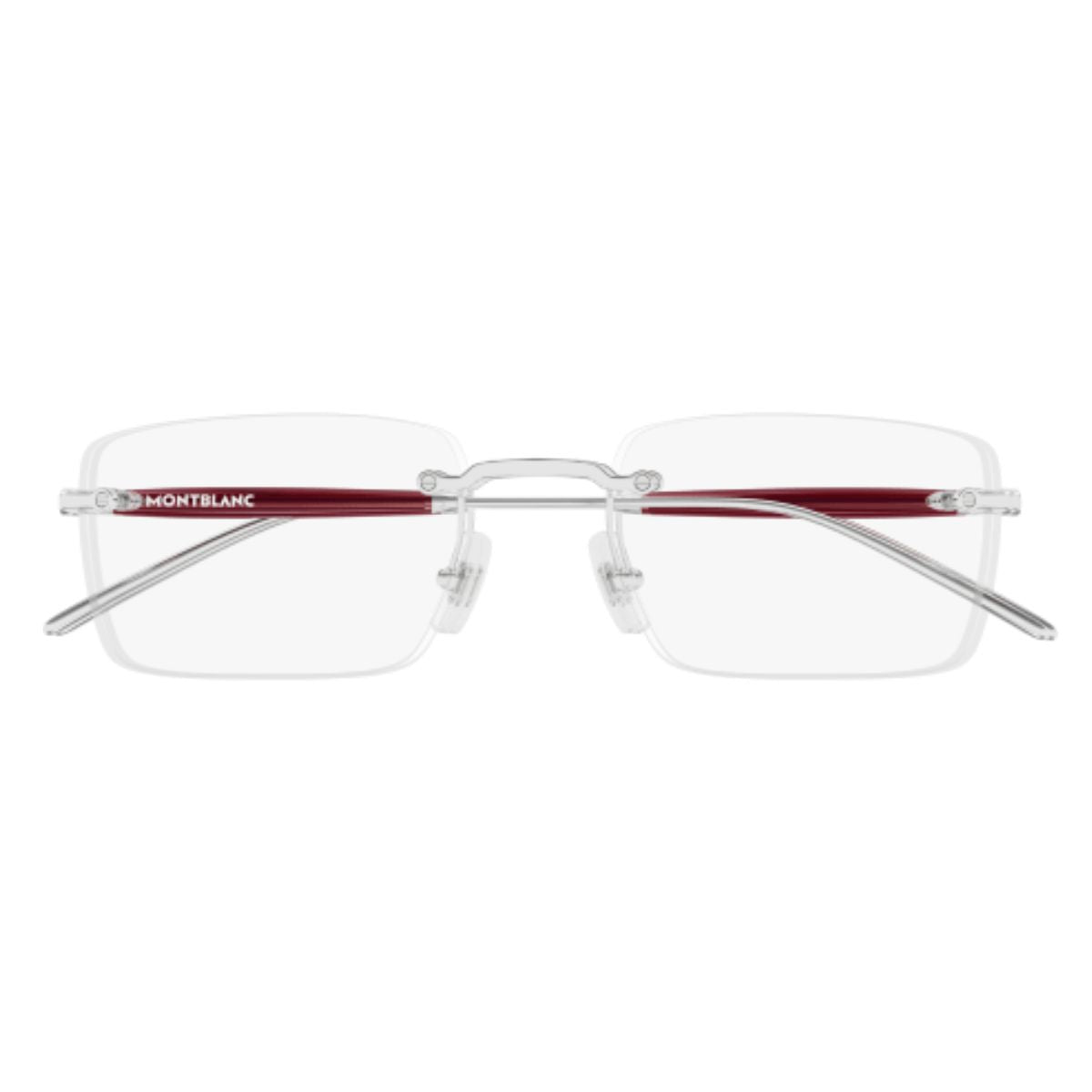 Montblanc Frame MB0411O-003 silver color rectangle shape frame for men, premium Montblanc optical frames online with best prices in India at optorium.